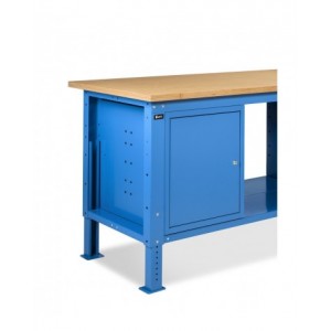 Banco da lavoro regolabile in altezza Work Up WORK1521 con parete attrezzata, 4 cassetti e 1 armadio con porta