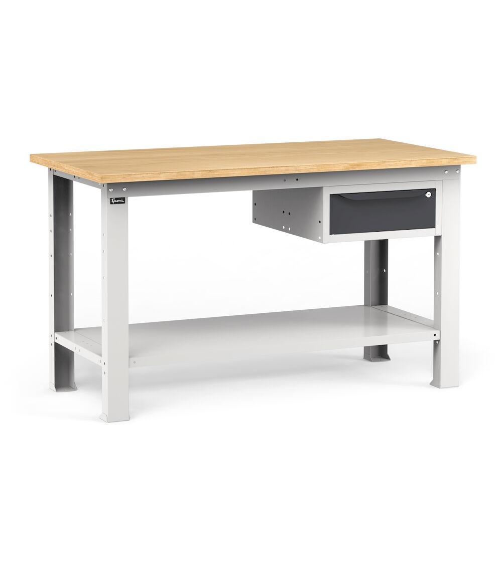 Banco da officina con 1 cassetto, 150 cm, Grigio e antracite