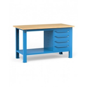 Banco da officina con 4 cassetti, 150 cm, Blu