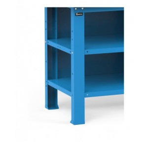 Banco con 4 cassetti, chiusura posteriore e piano, 150 cm, Blu