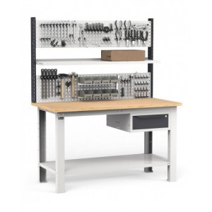 Banco con cassetto, parete porta attrezzi e accessori, 150 cm, Grigio e antracite