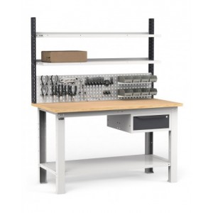 Banco con cassetto, parete porta attrezzi e accessori, 150 cm, Grigio e antracite