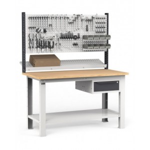 Banco con cassetto, parete porta attrezzi e accessori, 150 cm, Grigio e antracite