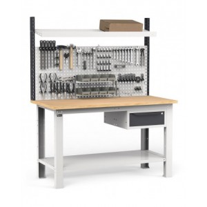 Banco con cassetto, parete porta attrezzi e accessori, 150 cm, Grigio e antracite