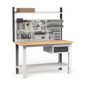 Banco con cassetto, parete porta attrezzi e accessori, 150 cm, Grigio e antracite