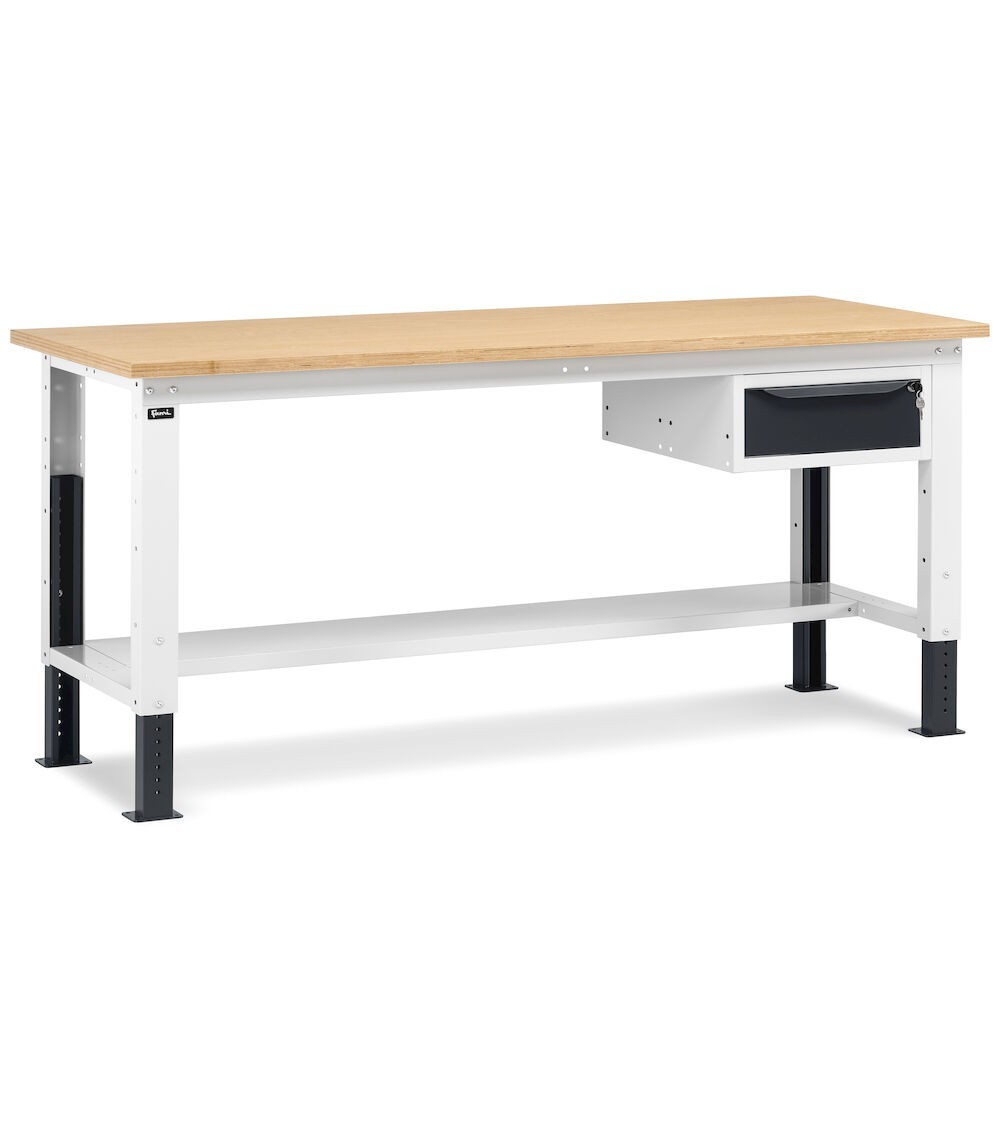 Banco da lavoro WORK2001 con 1 armadio a cassetti con 1 cassetto, L 200 cm