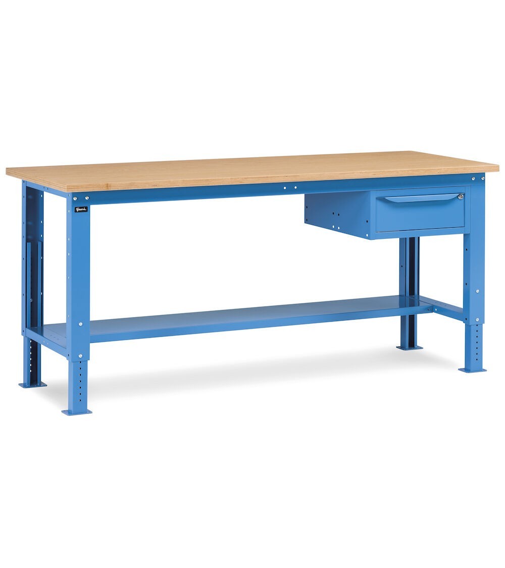 Banco da lavoro WORK2002 con 1 armadio a cassetti con 1 cassetto, L 200 cm