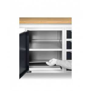 Banco da lavoro WORK2005 con 1 armadio a cassetti con 4 cassetti e 1 armadio con porta, L 200 cm