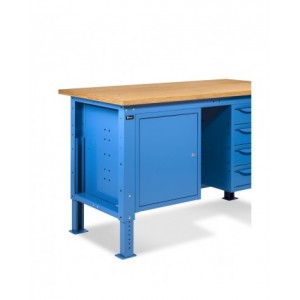 Banco da lavoro WORK2006 con 1 armadio a cassetti con 4 cassetti e 1 armadio con porta, L 200 cm