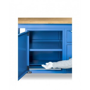 Banco da lavoro WORK2006 con 1 armadio a cassetti con 4 cassetti e 1 armadio con porta, L 200 cm