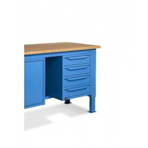 Banco da lavoro WORK2006 con 1 armadio a cassetti con 4 cassetti e 1 armadio con porta, L 200 cm