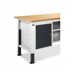 Banco da lavoro WORK2007 con 1 armadio a cassetti con 4 cassetti, 1 armadio con porta e 2 semipiani, L 200 cm