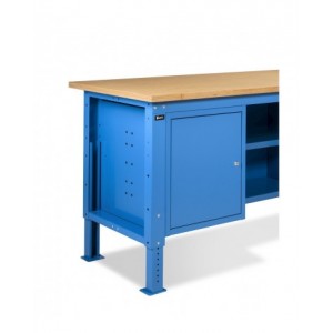 Banco da lavoro WORK2008 con 1 armadio a cassetti con 4 cassetti, 1 armadio con porta e 2 semipiani, L 200 cm