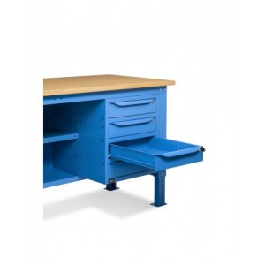 Banco da lavoro WORK2008 con 1 armadio a cassetti con 4 cassetti, 1 armadio con porta e 2 semipiani, L 200 cm