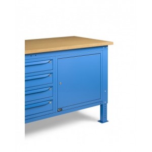Banco da lavoro WORK2010 con 1 armadio con 4 cassetti e 2 armadi con porta, L 200 cm