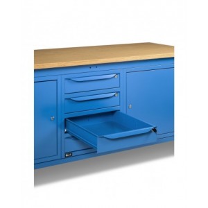 Banco da lavoro WORK2010 con 1 armadio con 4 cassetti e 2 armadi con porta, L 200 cm