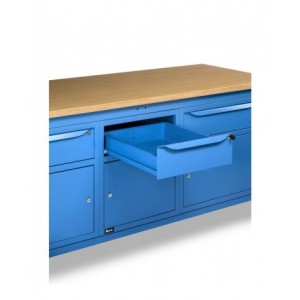 Banco da lavoro WORK2012 con 3 armadi con 1 cassetto e porta, L 200cm