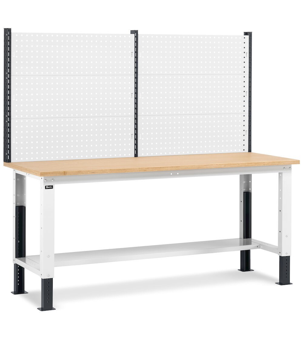 Banco da lavoro regolabile in altezza Work Up WORK2016 con parete attrezzata