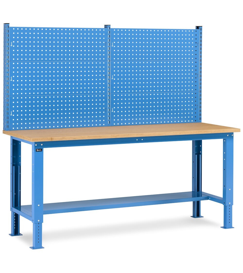 Banco da lavoro regolabile in altezza Work Up WORK2017 con parete attrezzata