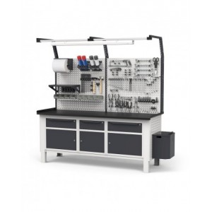 Banco completo con parete porta attrezzi WORK2042, 200cm