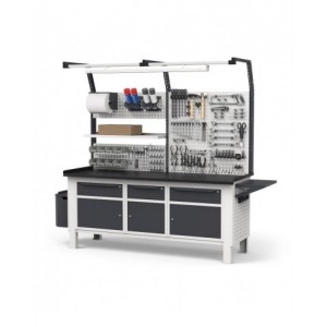 Banco completo con parete porta attrezzi WORK2042, 200cm