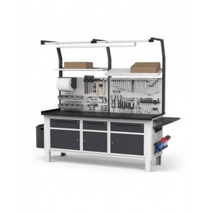 Banco completo con parete porta attrezzi WORK2042, 200cm