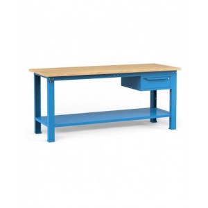 Banco per officina con 1 cassetto, 200 cm, Blu