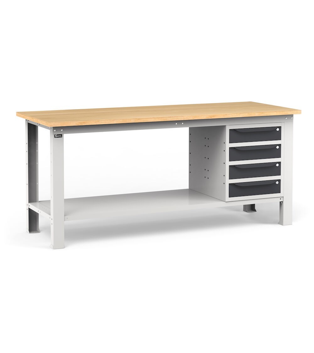 Banco per officina con 4 cassetti, 200 cm, Grigio e antracite
