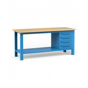 Banco per officina con 4 cassetti, 200 cm, Blu