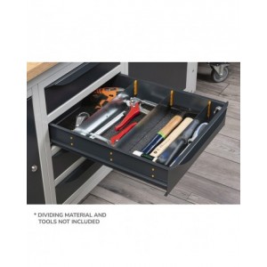 Banco per officina con 4 cassetti e armadio con porta e ripiano, 200 cm, Blu