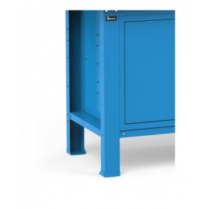 Banco con 4 cassetti, armadio con porta e ripiano, parete portautensili e accessori, 200 cm, Blu