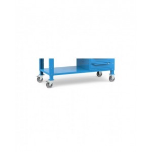 Banco lavoro con ruote e 4 cassetti, 150 cm, blu