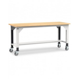 Banco con ruote da officina, 200 cm, grigio e antracite