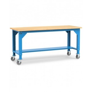 Banco con ruote da officina, 200 cm, blu