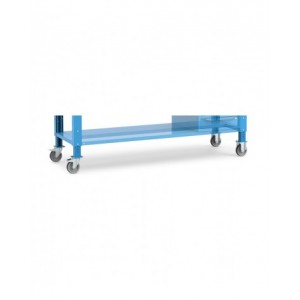 Banco lavoro con ruote e 4 cassetti, 200 cm, blu