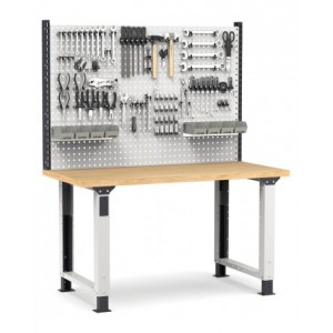 Banco professionale regolabile con parete, 150 cm, grigio e antracite