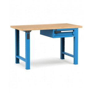 Banco professionale con 1 cassetto, 150 cm, blu e antracite