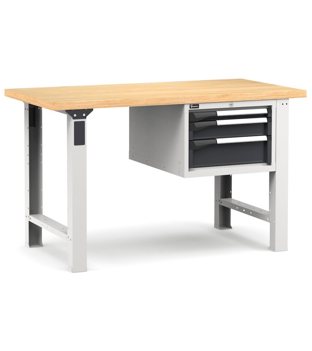Banco professionale con 3 cassetti, 150 cm, grigio e antracite