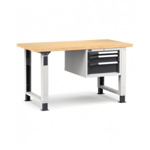 Banco professionale regolabile con 3 cassetti, 150 cm, grigio e antracite