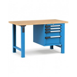 Banco professionale con 4 cassetti 2x75 1x150 1x200, 150 cm, blu e antracite