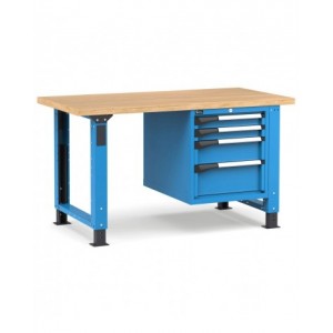 Banco professionale regolabile con 4 cassetti 2x75 1x150 1x200, 150 cm, blu e antracite