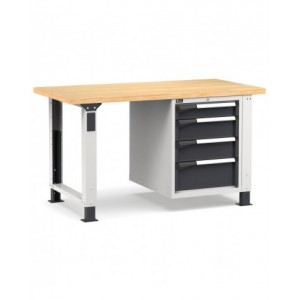 Banco professionale regolabile con 4 cassetti 1x100 2x150 1x200, 150 cm, grigio e antracite