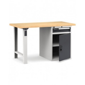 Banco professionale con porta, ripiani regolabile e 1 cassetto, 150 cm,  grigio e antracite