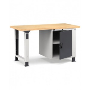 Banco professionale regolabile con porta e piano regolabile, 150 cm, grigio e antracite