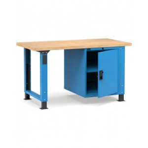 Banco professionale regolabile con porta e piano regolabile, 150 cm, blu e antracite