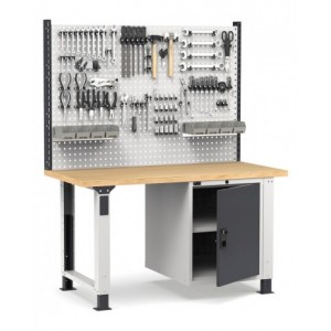 Banco professionale regolabile con parete e porta, 150 cm, grigio e antracite