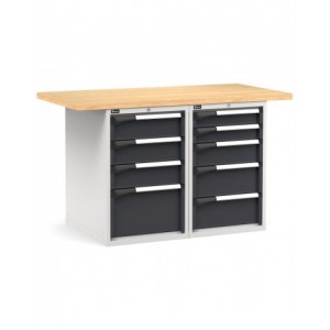 Banco professionale con 9 cassetti, 150 cm, grigio e antracite