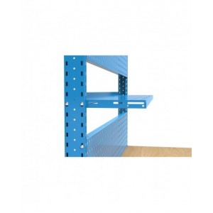 Banco professionale regolabile con parete e 11 cassetti, 150 cm, blu e antracite