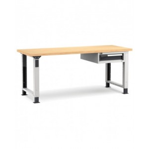 Banco professionale regolabile con 1 cassetto, 200 cm, grigio e antracite