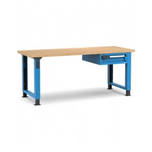 Banco professionale regolabile con 1 cassetto, 200 cm, blu e antracite